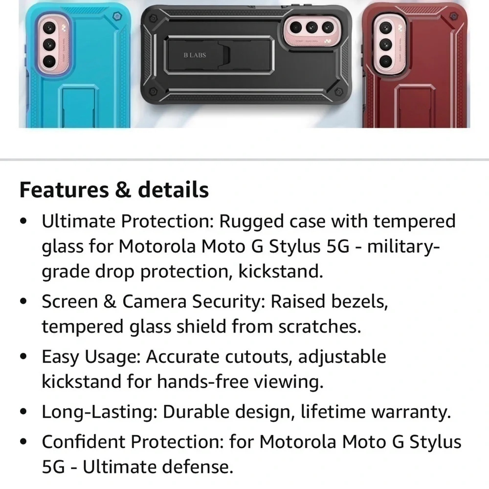 COMPATIBLE with Motorola Moto G Stylus Phone Case Screen Protector Kickstand NEW